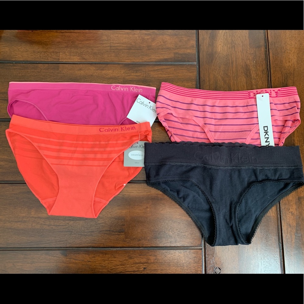 4 NWT CK/DKNY Panties Bikini Bundle Sz S